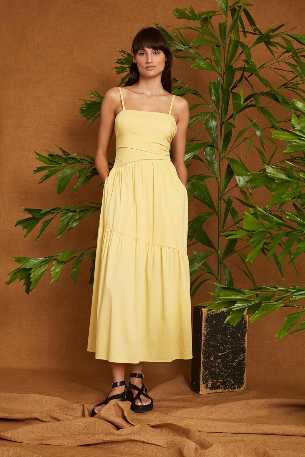 Luxely Spaghetti Strap Angled Tiered Maxi Pockets | Summer Casual Dresses for Women - Image 5