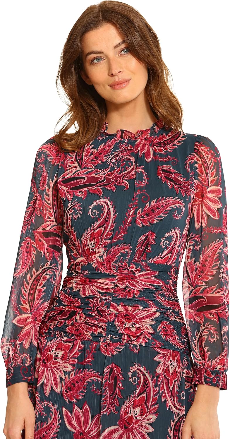 Maggy London Women's Ruffle Neck Maxi Dress with Waist Shirring Detail Event Occasion Guest of - Image 4