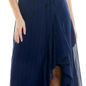 Maison Tara Women's Flutter Sleeve Drop Yoke Maxi Dress with Side Slit