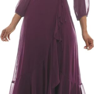 Maison Tara Women's V-Neck Ruffle Faux Wrap Maxi Dress