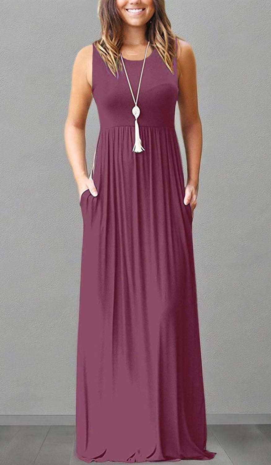 MOLERANI Women's Loose Plain Maxi Dresses Casual Long Dresses with Pockets - Image 4