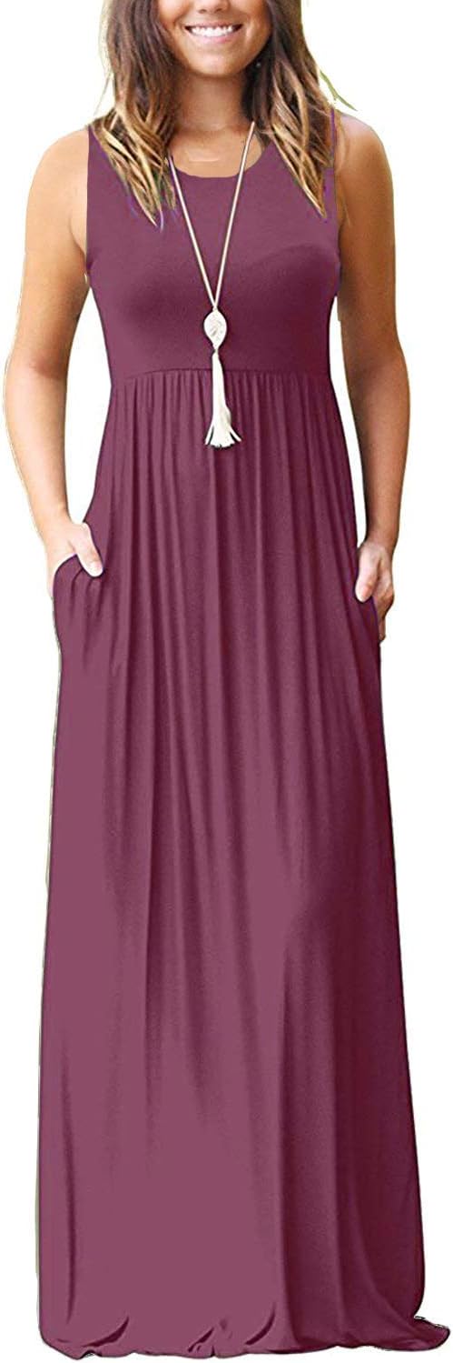 MOLERANI Women's Loose Plain Maxi Dresses Casual Long Dresses with Pockets