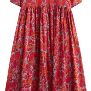 Plus Size Women Dress Maxi Long Bohemian Boho O-Neck Print Dresses