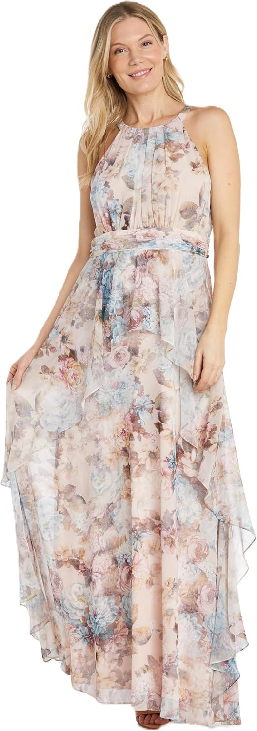 R&M Richards Women's Coral\/Lavender Bloom Daytime Dress