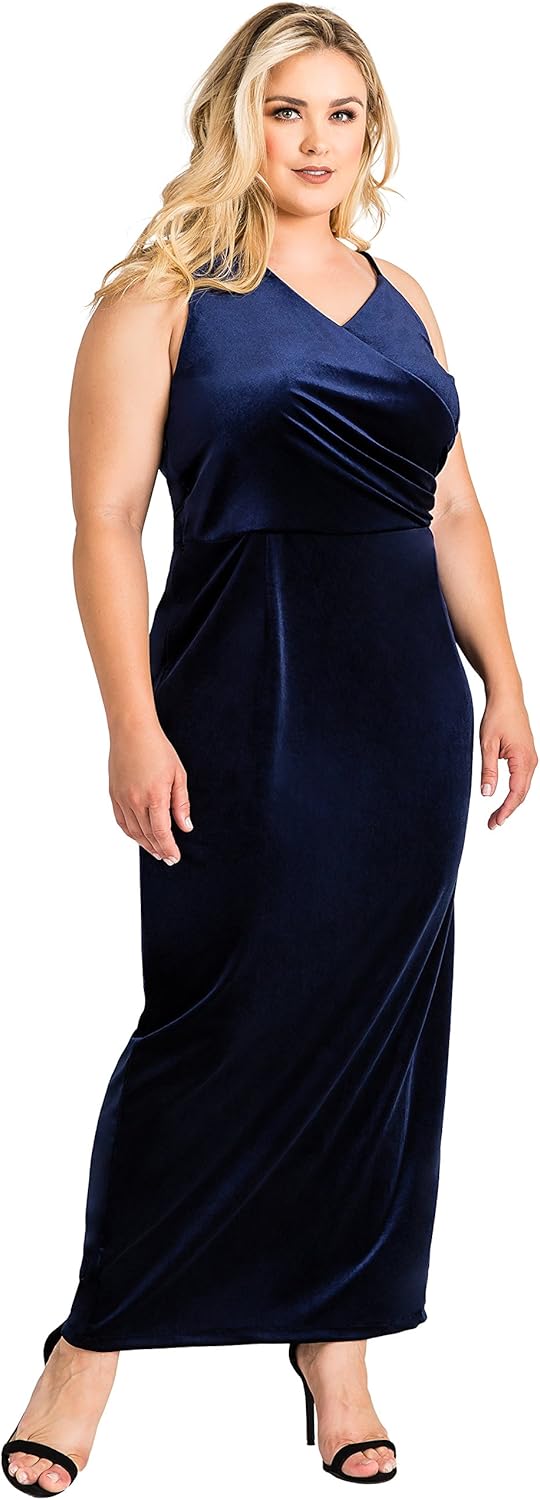 Standards & Practices Plus Size Women's Asymmetrical Burgundy Velvet Maxi Dress