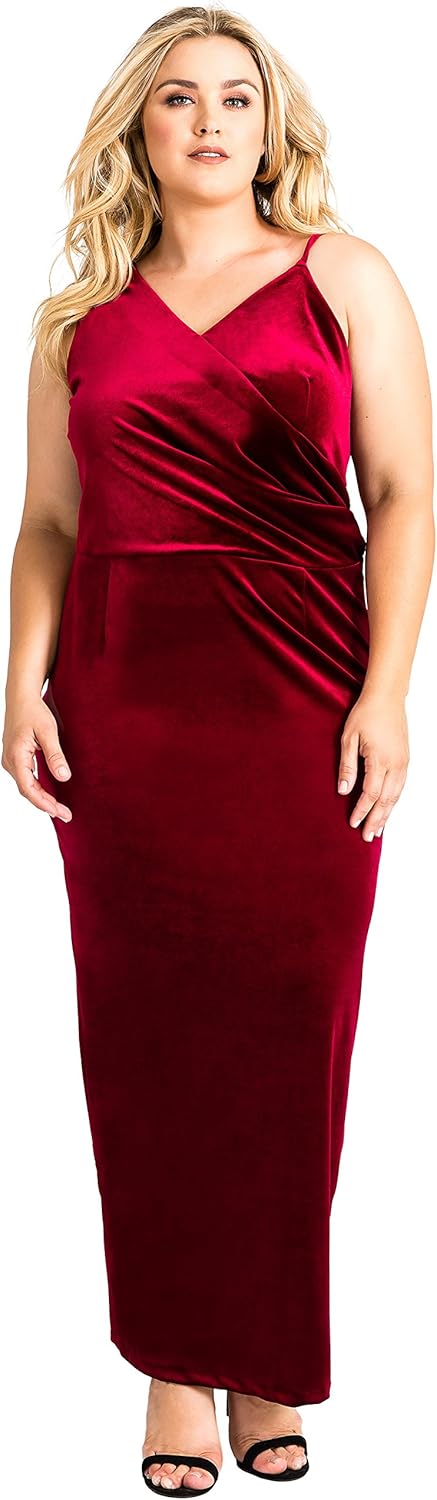 Standards & Practices Plus Size Women's Asymmetrical Burgundy Velvet Maxi Dress - Image 6