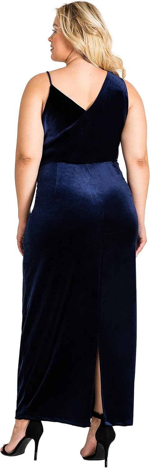 Standards & Practices Plus Size Women's Asymmetrical Burgundy Velvet Maxi Dress - Image 4