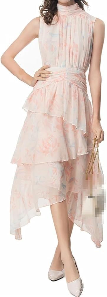 Summer Bohemian Elegant Beach Vacation Dresses Cascading Ruffle Chiffon Maxi Dress Women Casual Floral Print Flowing Long Skirt(XX-Large) - Image 2