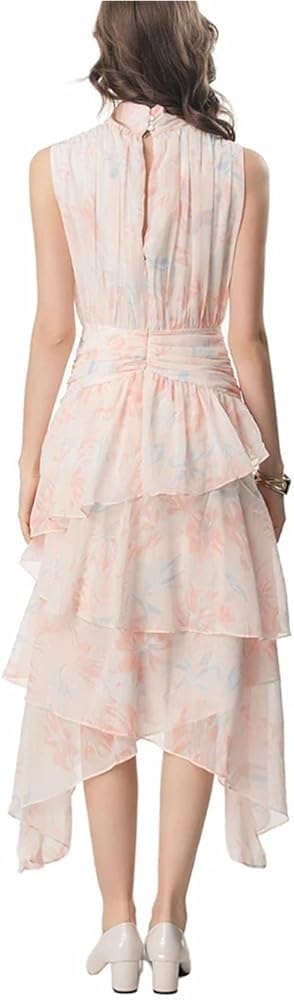 Summer Bohemian Elegant Beach Vacation Dresses Cascading Ruffle Chiffon Maxi Dress Women Casual Floral Print Flowing Long Skirt(XX-Large) - Image 4