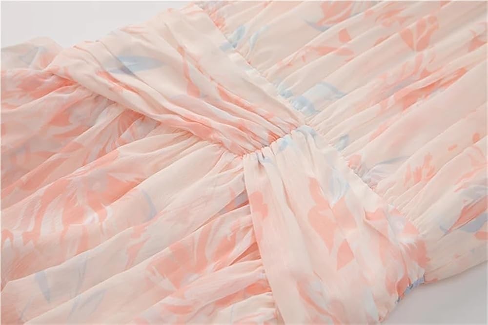 Summer Bohemian Elegant Beach Vacation Dresses Cascading Ruffle Chiffon Maxi Dress Women Casual Floral Print Flowing Long Skirt(XX-Large) - Image 7