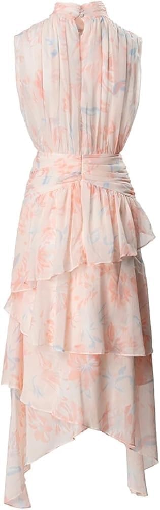 Summer Bohemian Elegant Beach Vacation Dresses Cascading Ruffle Chiffon Maxi Dress Women Casual Floral Print Flowing Long Skirt(XX-Large) - Image 5