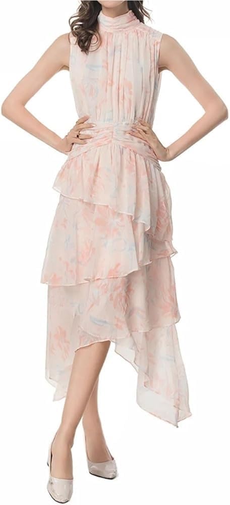 Summer Bohemian Elegant Beach Vacation Dresses Cascading Ruffle Chiffon Maxi Dress Women Casual Floral Print Flowing Long Skirt(XX-Large) - Image 3