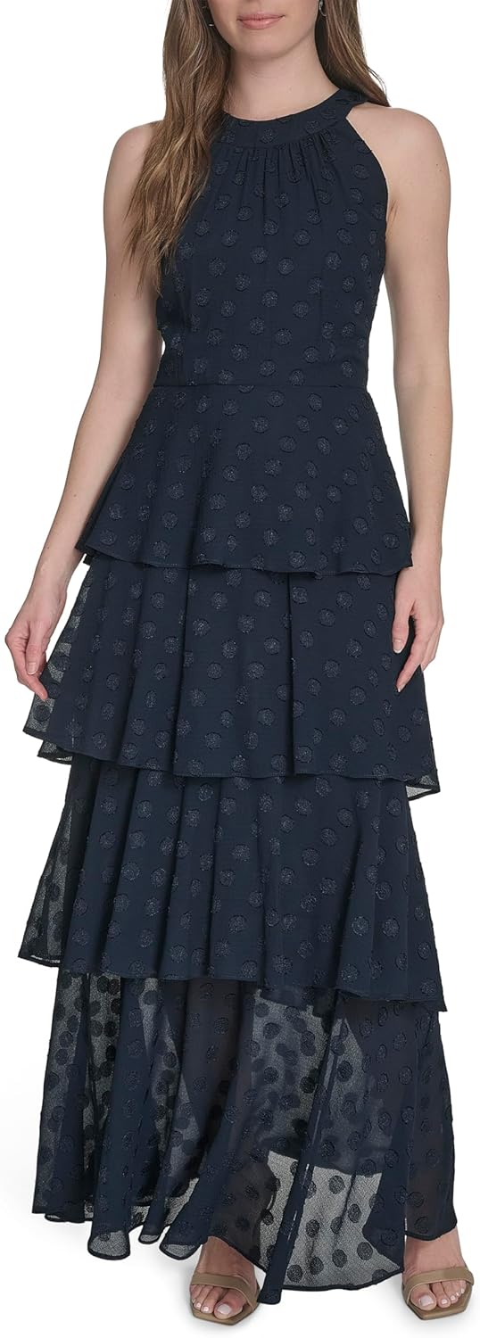 Tommy Hilfiger Women's Sleeveless Halter Neck Tiered Maxi Dress - Image 10