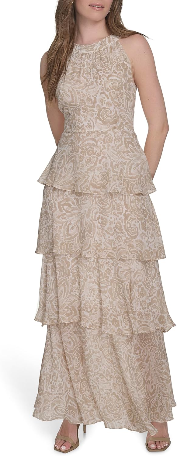 Tommy Hilfiger Women's Sleeveless Halter Neck Tiered Maxi Dress - Image 9
