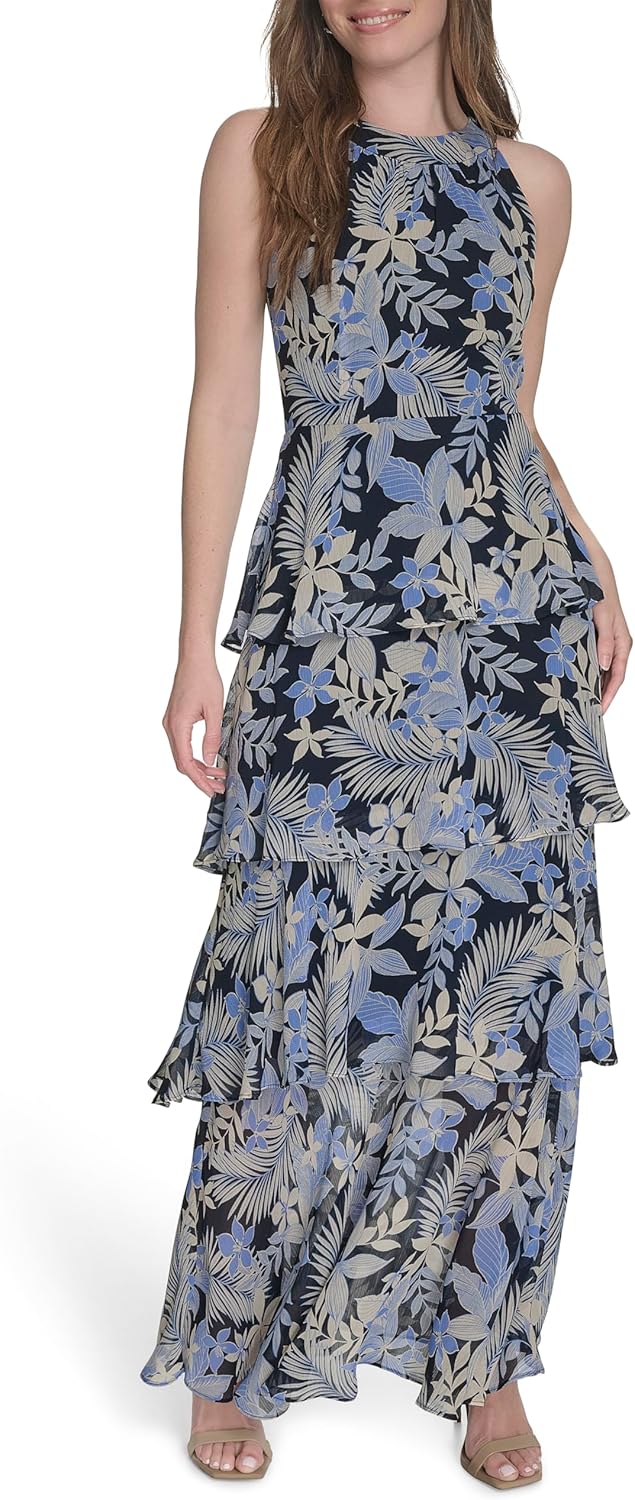 Tommy Hilfiger Women's Sleeveless Halter Neck Tiered Maxi Dress - Image 7