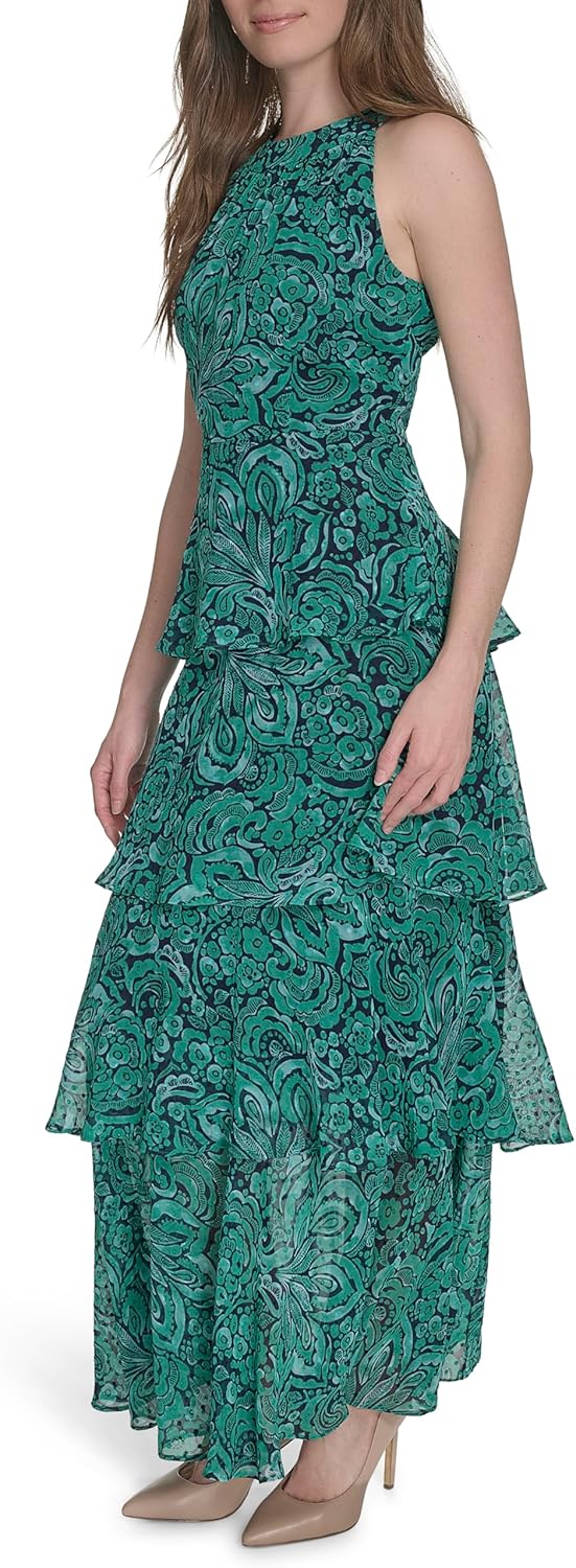 Tommy Hilfiger Women's Sleeveless Halter Neck Tiered Maxi Dress - Image 3