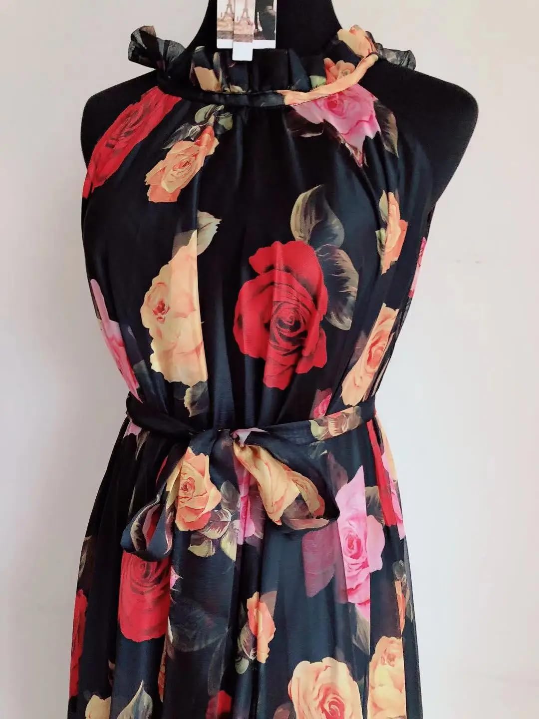 Women Boho Floral Print Cold The Shoulder Maxi Long Dress Loose Chiffon Longa Boho Robes - Image 7