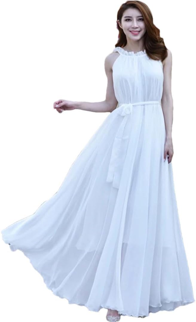 Women Boho Floral Print Cold The Shoulder Maxi Long Dress Loose Chiffon Longa Boho Robes - Image 14