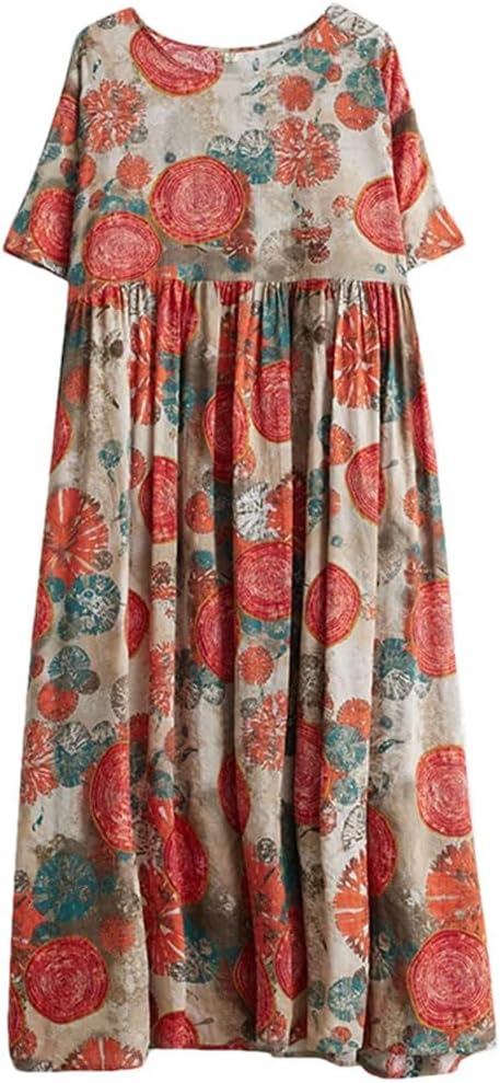 Women Dress Plus Size Maxi Long Bohemian Boho Print Vintage Dresses