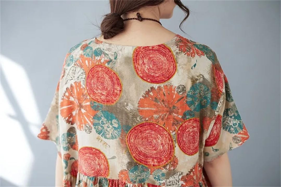 Women Dress Plus Size Maxi Long Bohemian Boho Print Vintage Dresses - Image 6