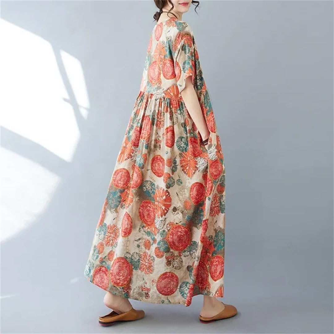 Women Dress Plus Size Maxi Long Bohemian Boho Print Vintage Dresses - Image 4