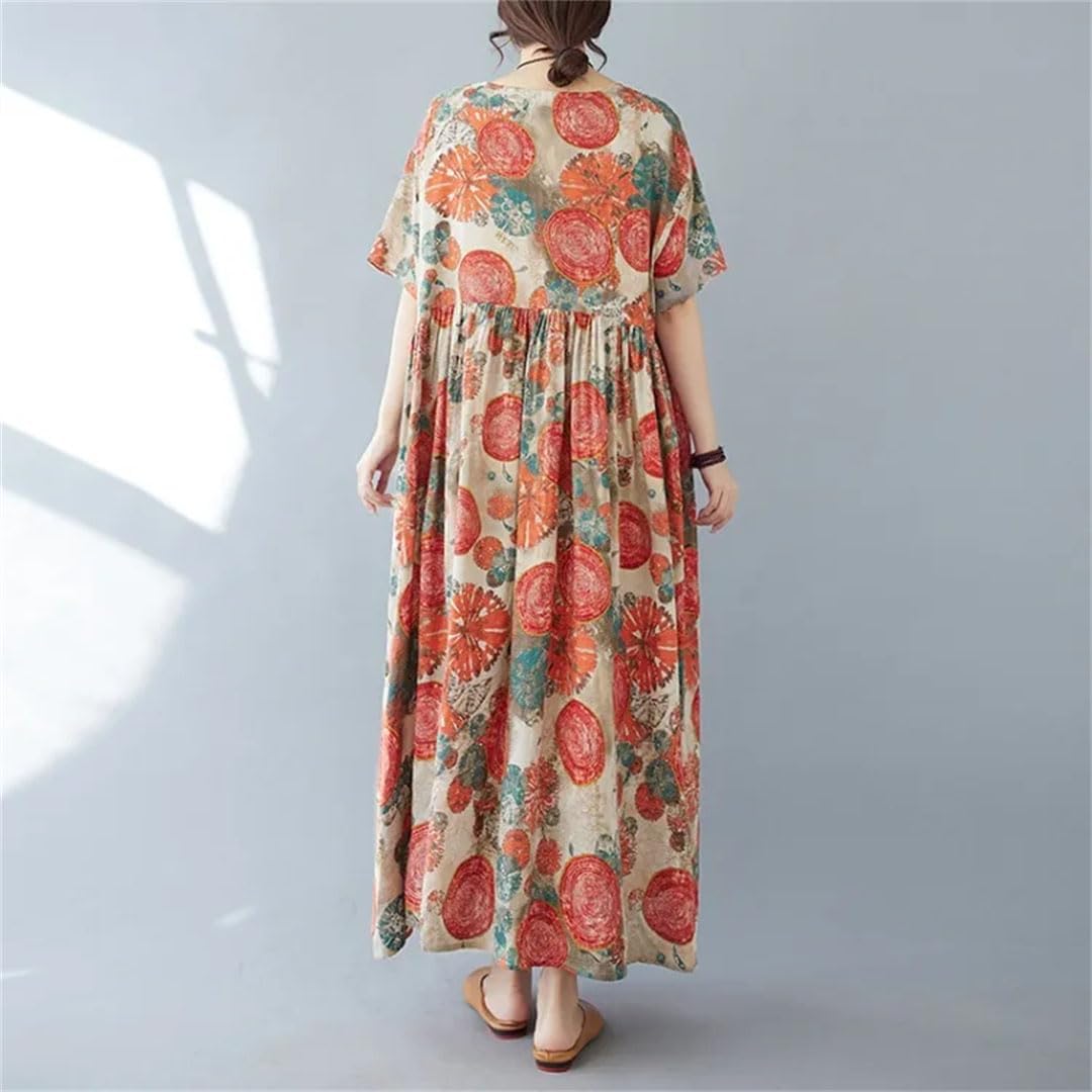 Women Dress Plus Size Maxi Long Bohemian Boho Print Vintage Dresses - Image 5