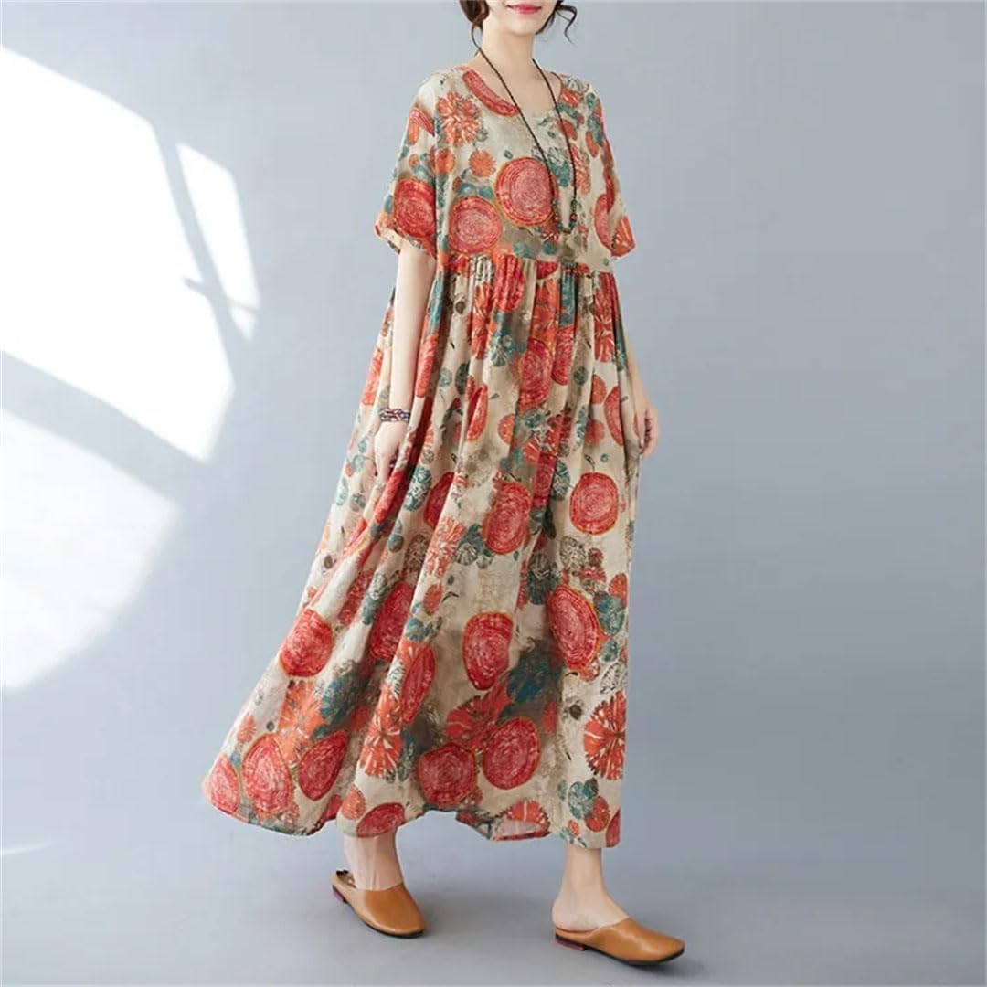 Women Dress Plus Size Maxi Long Bohemian Boho Print Vintage Dresses - Image 3