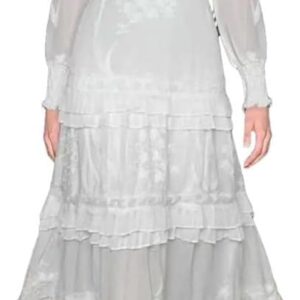 Women Lace Maxi Dress Long Sleeve Solid Color Spring Summer Holiday Dress