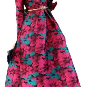 Women Long Sleeve Long Maxi Elegant Boho Good Floral Jacquard Vintage Dress