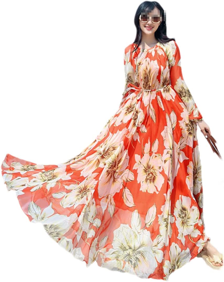 Women's Bohemian Floral Beach Casual Loose Lightweight Chiffon Maxi Dress - Image 14