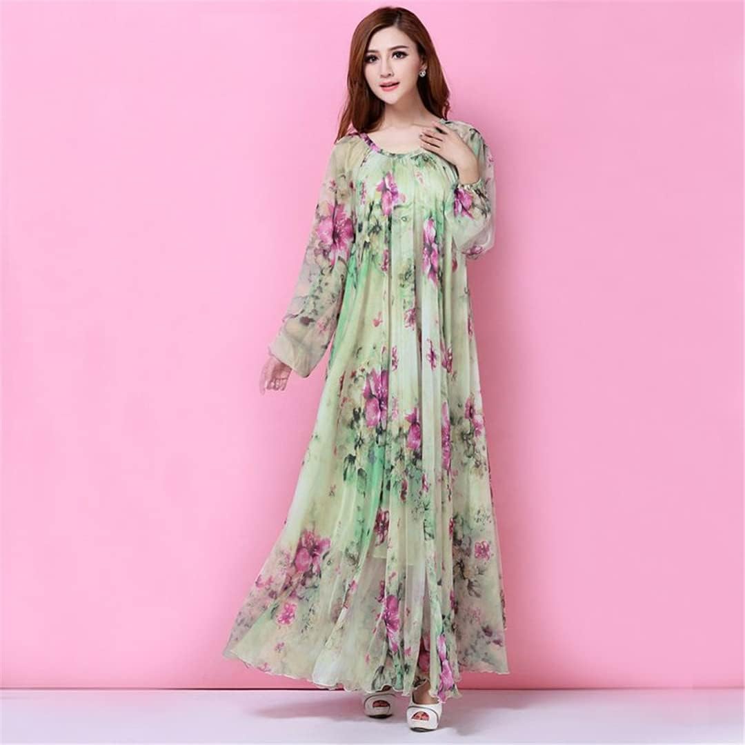 Women's Bohemian Floral Beach Casual Loose Lightweight Chiffon Maxi Dress - Image 4