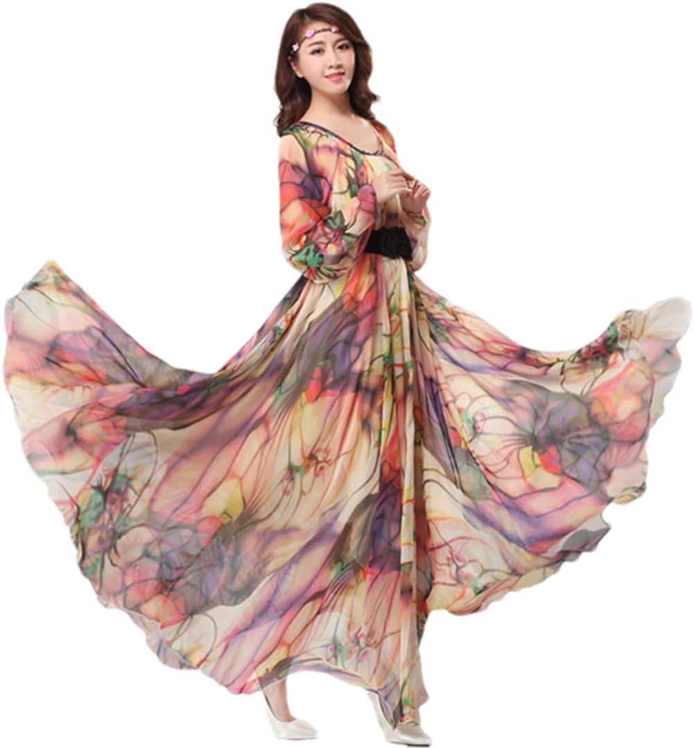 Women's Bohemian Floral Beach Casual Loose Lightweight Chiffon Maxi Dress - Image 17