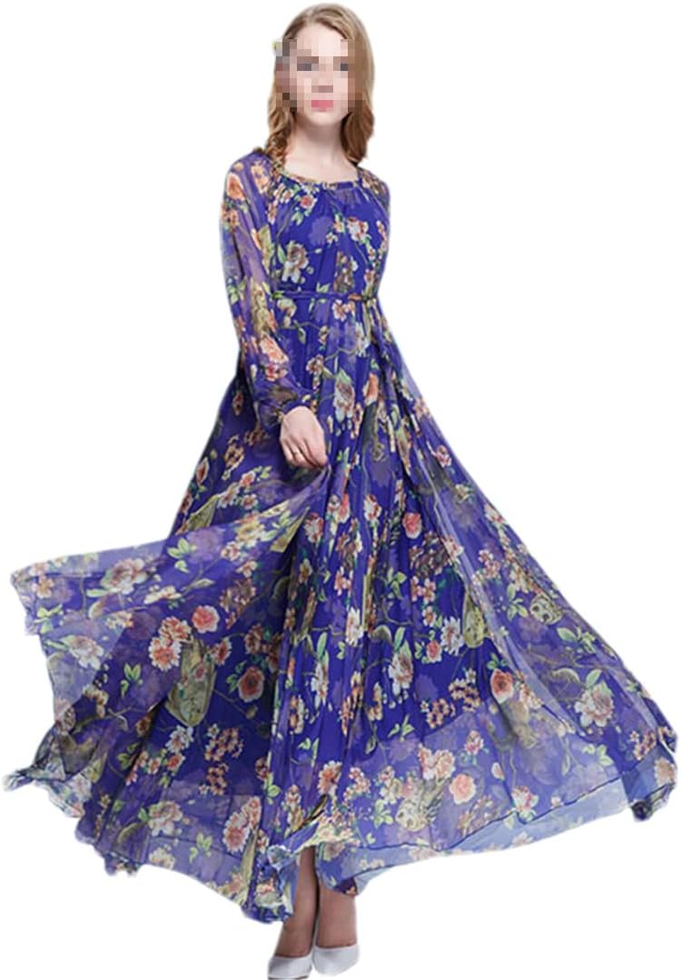 Women's Bohemian Floral Beach Casual Loose Lightweight Chiffon Maxi Dress - Image 11