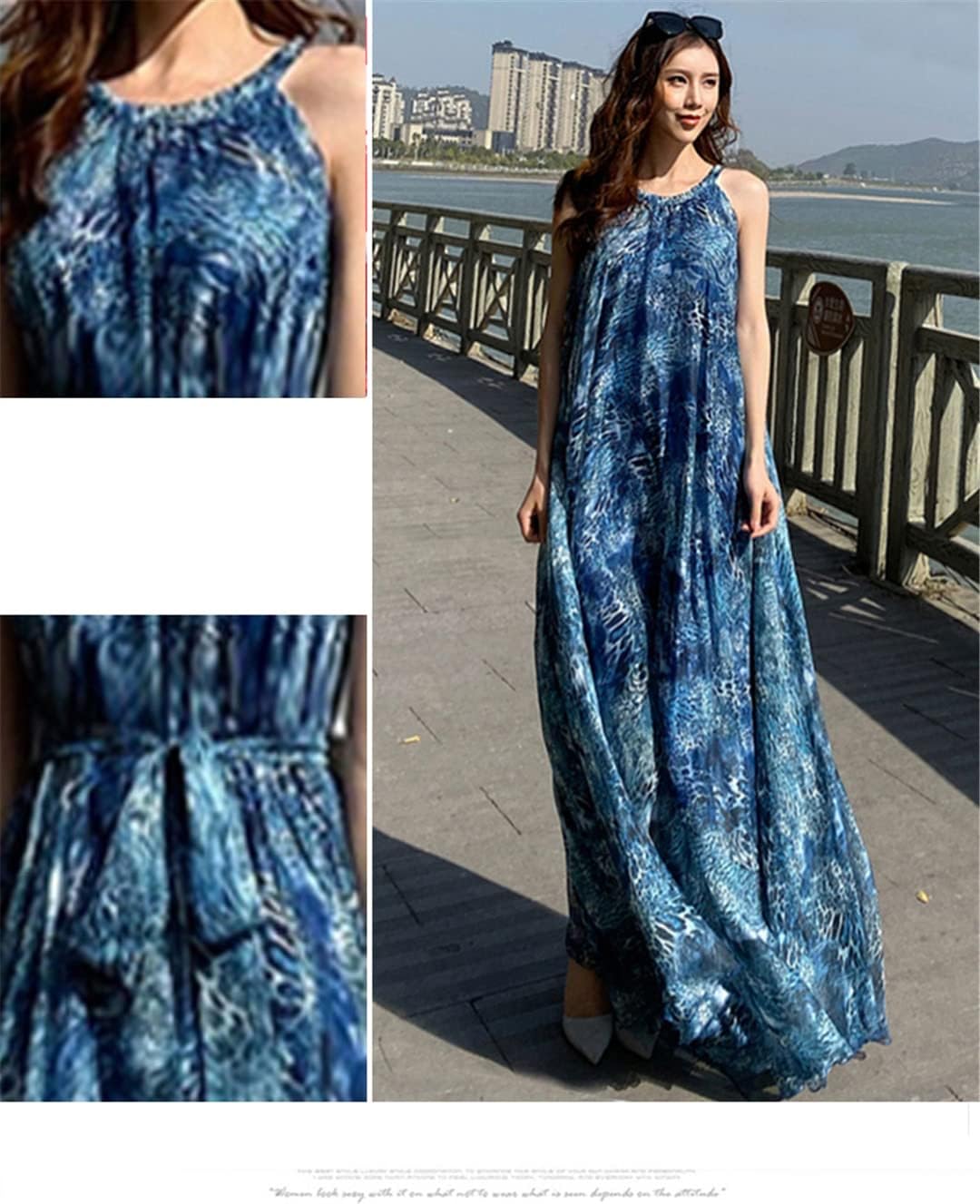 Women's Chiffon Leopard Print Maxi Long Bohemian Flowy Beach Dress - Image 6