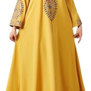 Women's Luxury Embroidery Maxi Dress Long Sleeve Loose Fit Maxi Casual Dresses