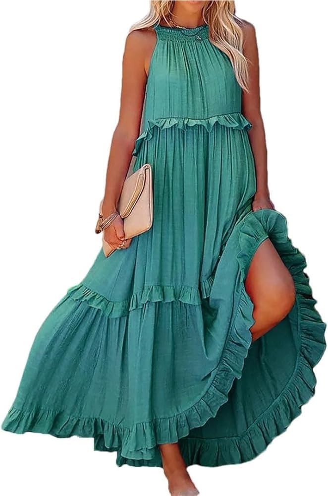 Women's Plus Size Summer Loose Fit Maxi Dress Sleeveless Flowy Sexy Casual Beach Wedding Party Dresses - Image 6