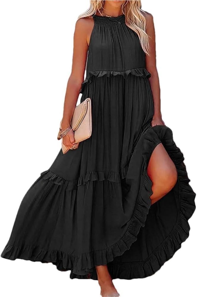 Women's Plus Size Summer Loose Fit Maxi Dress Sleeveless Flowy Sexy Casual Beach Wedding Party Dresses - Image 5