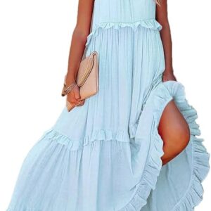 Women's Plus Size Summer Loose Fit Maxi Dress Sleeveless Flowy Sexy Casual Beach Wedding Party Dresses