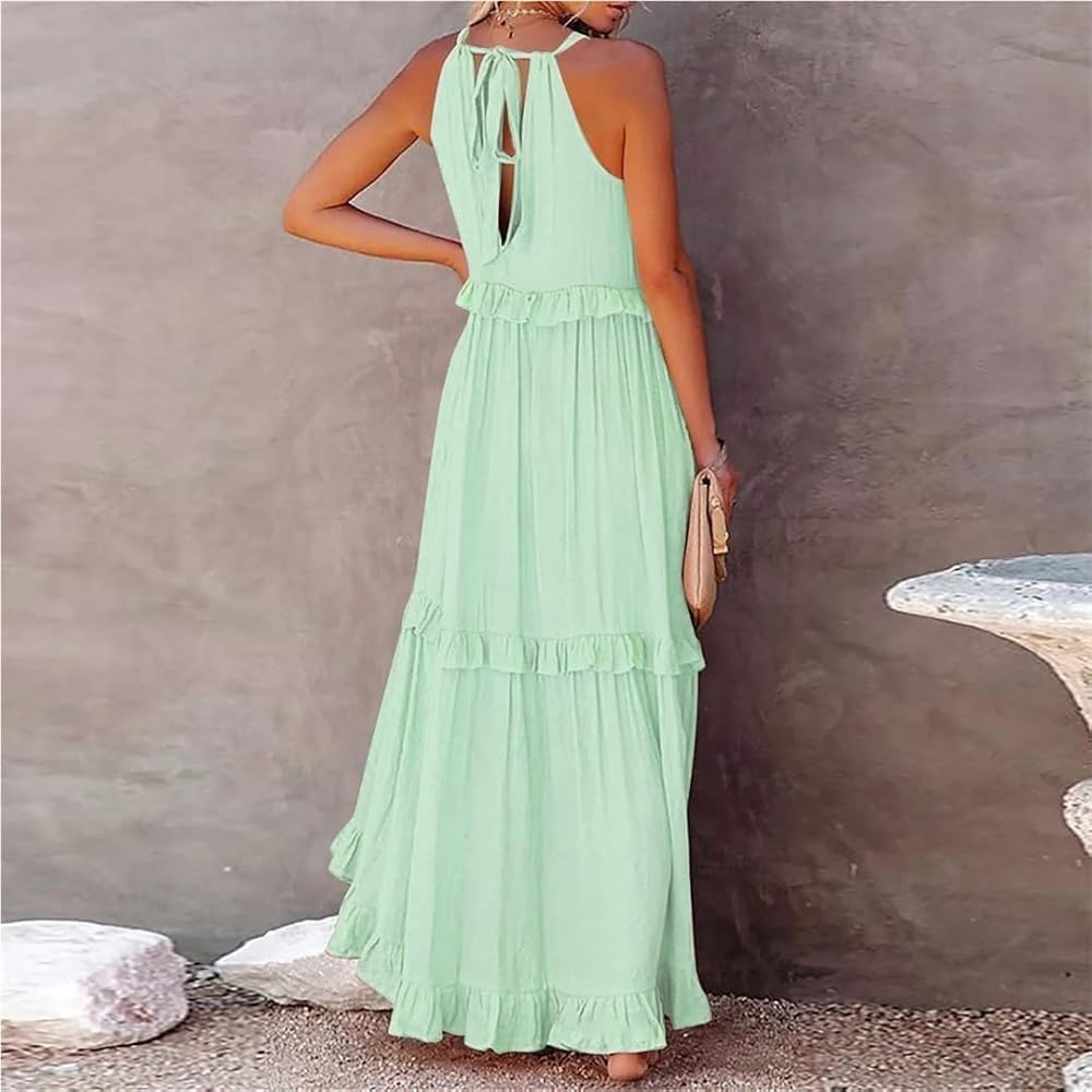 Women's Plus Size Summer Loose Fit Maxi Dress Sleeveless Flowy Sexy Casual Beach Wedding Party Dresses - Image 3