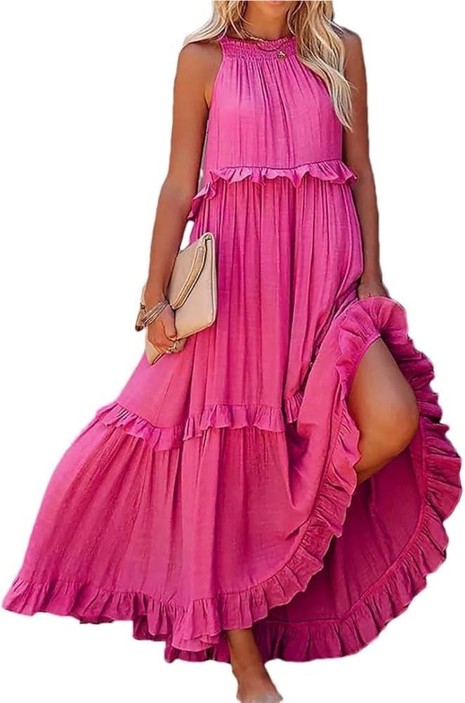 Women's Plus Size Summer Loose Fit Maxi Dress Sleeveless Flowy Sexy Casual Beach Wedding Party Dresses - Image 4