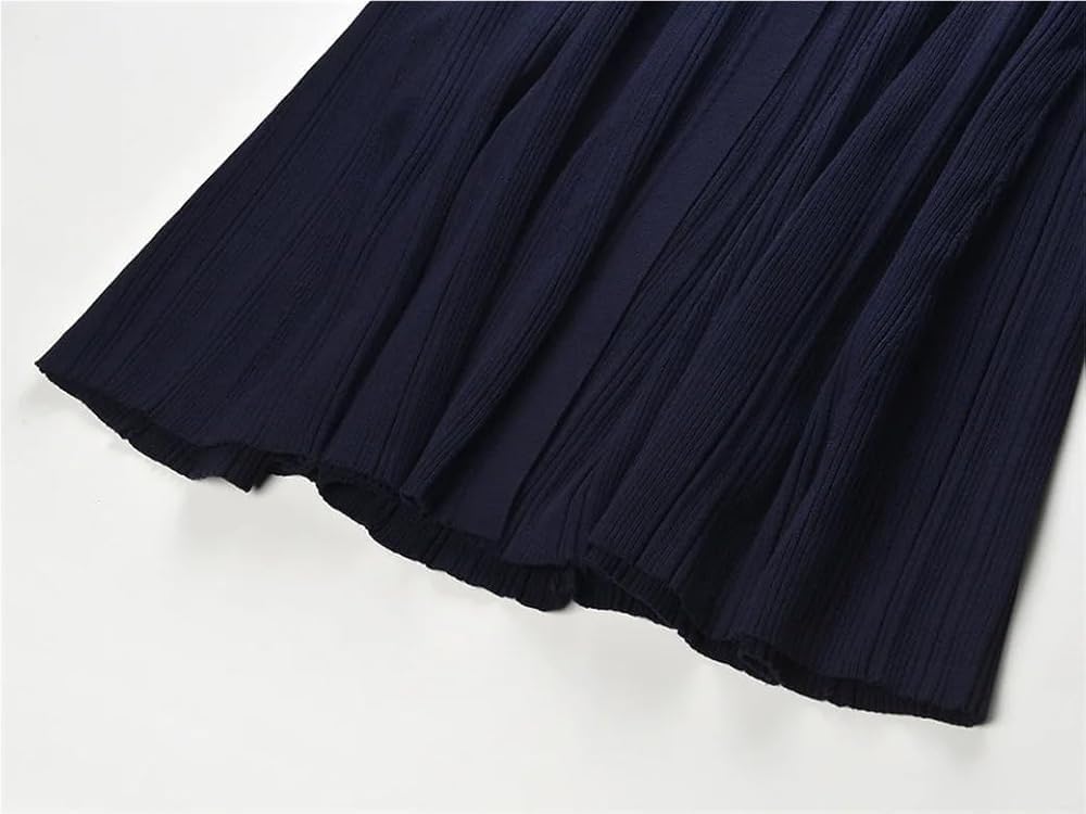 Women's Solid Color Deep V-Neck Sleeveless Knit Maxi Dress Single-Breasted Flared Hem Casual Dresses - Image 6