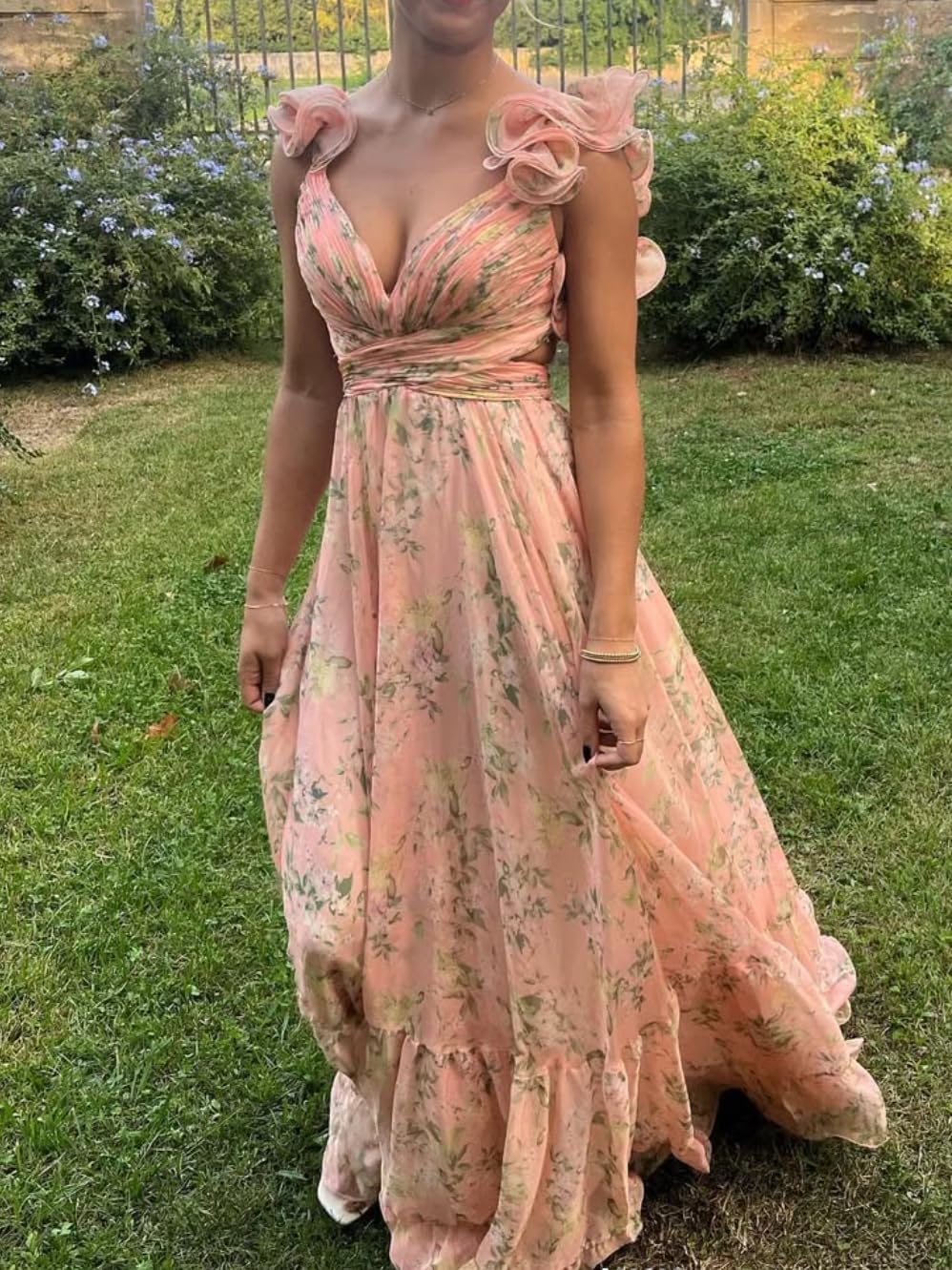 Women's Summer Floral Print Straps Sleeveless V Neck Criss Cross Backless Chiffon Beach Boho Party Long Maxi Dress - Image 8