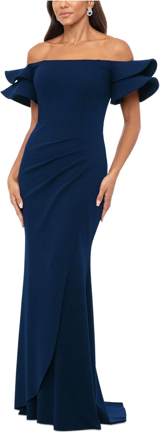 Xscape Womens Off-The-Shoulder Maxi Evening Dress - Image 3